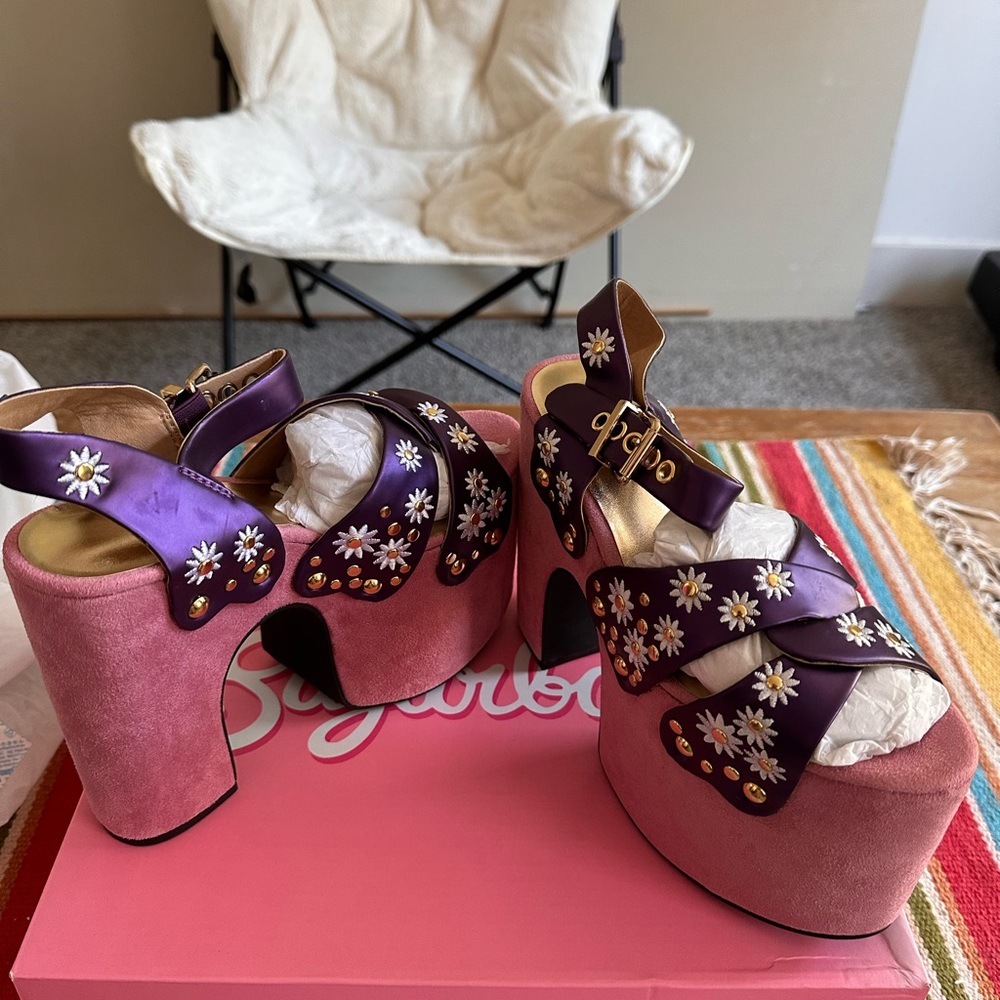 current mood jackie platform shoes floral size 6 - Picture 2 of 4